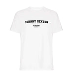 Johnny Sexton men's T-shirt in white with bold name lettering