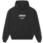 Joker hoodie – black men's hoodie with white Joker letters and Players Couture logo on the chest