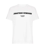 Jonathan Edwards men's T-shirt in white with bold name lettering