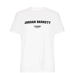 Jordan Barrett men's T-shirt in white with bold name lettering