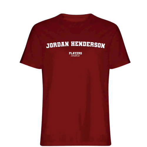 Jordan Henderson t-shirt – red men's t-shirt with white Jordan Henderson letters and Players Couture logo on the chest