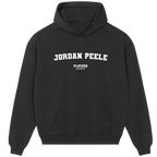 Jordan Peele hoodie – black men's hoodie with white Jordan Peele letters and Players Couture logo on the chest