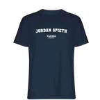 Jordan Spieth t-shirt – navy men's t-shirt with white Jordan Spieth letters and Players Couture logo on the chest