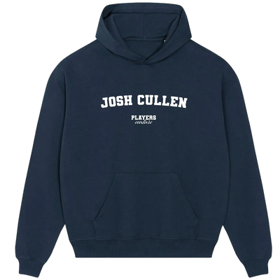 Josh Cullen hoodie – navy men's hoodie with white Josh Cullen letters and Players Couture logo on the chest
