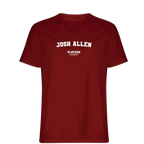 Josh Allen t-shirt – red men's t-shirt with white Josh Allen letters and Players Couture logo on the chest