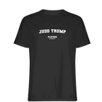 Judd Trump t-shirt – black men's t-shirt with white Judd Trump letters and Players Couture logo on the chest