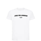 Jude Bellingham t-shirt – white kids' t-shirt with black Jude Bellingham letters and Players Couture logo on the chest