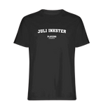 Juli Inkster t-shirt – black men's t-shirt with white Juli Inkster letters and Players Couture logo on the chest