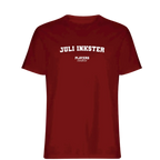 Juli Inkster t-shirt – red men's t-shirt with white Juli Inkster letters and Players Couture logo on the chest