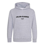 Julián Álvarez hoodie – grey kids' hoodie with black Julián Álvarez letters and Players Couture logo on the chest