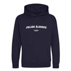 Julián Álvarez hoodie – navy kids' hoodie with white Julián Álvarez letters and Players Couture logo on the chest