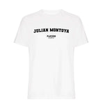 Julián Montoya men's T-shirt in white with bold name lettering