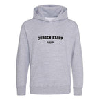 Jurgen Klopp hoodie – grey kids' hoodie with black Jurgen Klopp letters and Players Couture logo on the chest