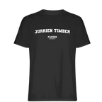 Jurrien Timber t-shirt – black men's t-shirt with white Jurrien Timber letters and Players Couture logo on the chest
