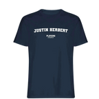 Justin Herbert t-shirt – navy men's t-shirt with white Justin Herbert letters and Players Couture logo on the chest