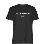 Justin Leonard t-shirt – black men's t-shirt with white Justin Leonard letters and Players Couture logo on the chest