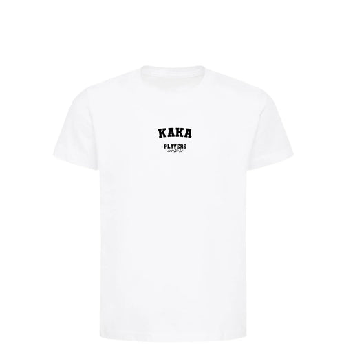 Kaka t-shirt – white kids' t-shirt with black Kaka letters and Players Couture logo on the chest