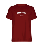 Kali Uchis t-shirt – red men's t-shirt with white Kali Uchis letters and Players Couture logo on the chest