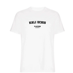 Kali Uchis t-shirt – white men's t-shirt with black Kali Uchis letters and Players Couture logo on the chest