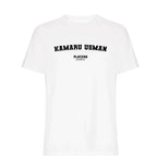 Kamaru Usman men's T-shirt in white with bold name lettering