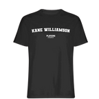 Kane Williamson t-shirt – black men's t-shirt with white Kane Williamson letters and Players Couture logo on the chest