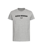 Karim Benzema t-shirt – grey kids' t-shirt with black Karim Benzema letters and Players Couture logo on the chest