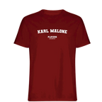 Karl Malone t-shirt – red men's t-shirt with white Karl Malone letters and Players Couture logo on the chest