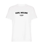 Karl Malone t-shirt – white men's t-shirt with black Karl Malone letters and Players Couture logo on the chest