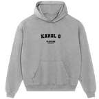 Karol G hoodie – grey men's hoodie with black Karol G letters and Players Couture logo on the chest
