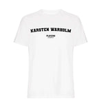 Karsten Warholm men's T-shirt in white with bold name lettering
