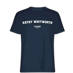 Kathy Whitworth t-shirt – navy men's t-shirt with white Kathy Whitworth letters and Players Couture logo on the chest
