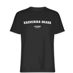 Kazuchika Okada t-shirt – black men's t-shirt with white Kazuchika Okada letters and Players Couture logo on the chest