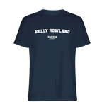 Kelly Rowland t-shirt – navy men's t-shirt with white Kelly Rowland letters and Players Couture logo on the chest