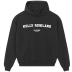 Kelly Rowland hoodie – black men's hoodie with white Kelly Rowland letters and Players Couture logo on the chest