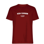 Ken Carson t-shirt – red men's t-shirt with white Ken Carson letters and Players Couture logo on the chest