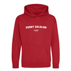 Kenny Dalglish hoodie – red kids' hoodie with white Kenny Dalglish letters and Players Couture logo on the chest