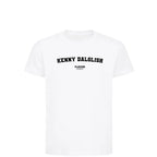 Kenny Dalglish t-shirt – white kids' t-shirt with black Kenny Dalglish letters and Players Couture logo on the chest