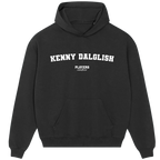 Kenny Dalglish hoodie – black men's hoodie with white Kenny Dalglish letters and Players Couture logo on the chest