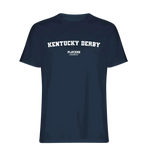 Kentucky Derby t-shirt – navy men's t-shirt with white Kentucky Derby letters and Players Couture logo on the chest