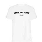 Kevin & Perry men's T-shirt in white with bold name lettering