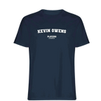 Kevin Owens t-shirt – navy men's t-shirt with white Kevin Owens letters and Players Couture logo on the chest