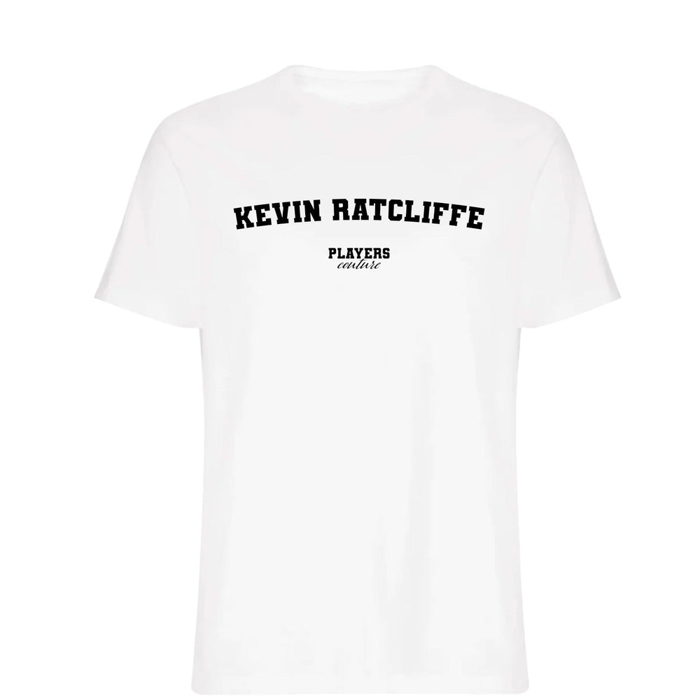 Kevin Ratcliffe men's T-shirt in white with bold name lettering