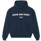 Kevin And Perry hoodie – navy men's hoodie with white Kevin And Perry letters and Players Couture logo on the chest