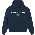 Kevin Ratcliffe hoodie – navy men's hoodie with white Kevin Ratcliffe letters and Players Couture logo on the chest