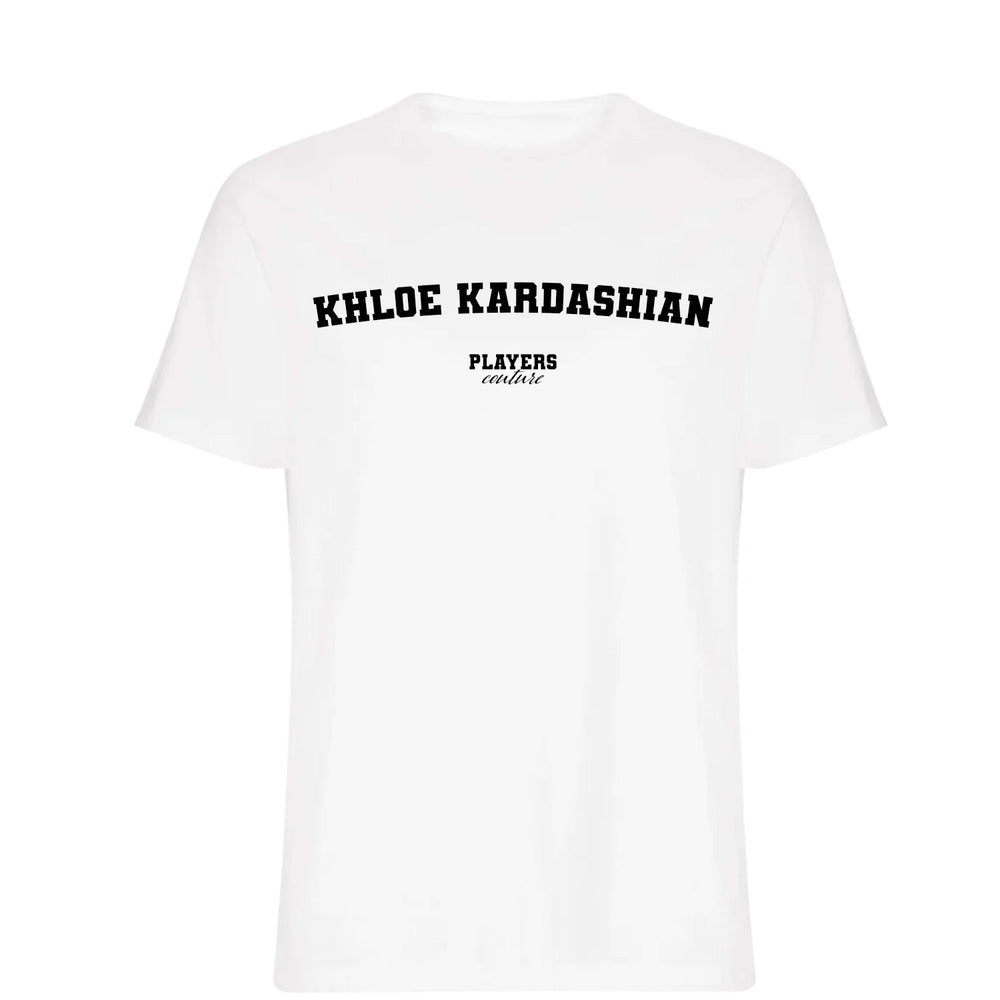 Khloé Kardashian men's T-shirt in white with bold name lettering