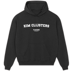 Kim Clijsters hoodie – black men's hoodie with white Kim Clijsters letters and Players Couture logo on the chest