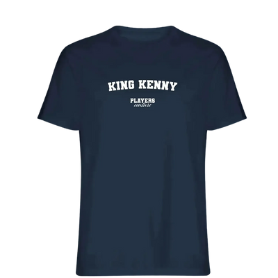 King Kenny t-shirt – navy men's t-shirt with white King Kenny letters and Players Couture logo on the chest
