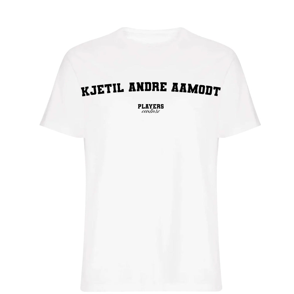 Kjetil André Aamodt men's T-shirt in white with bold name lettering