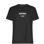Kuchar t-shirt – black men's t-shirt with white Kuchar letters and Players Couture logo on the chest