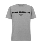 Kumar Sangakkara t-shirt – grey men's t-shirt with black Kumar Sangakkara letters and Players Couture logo on the chest